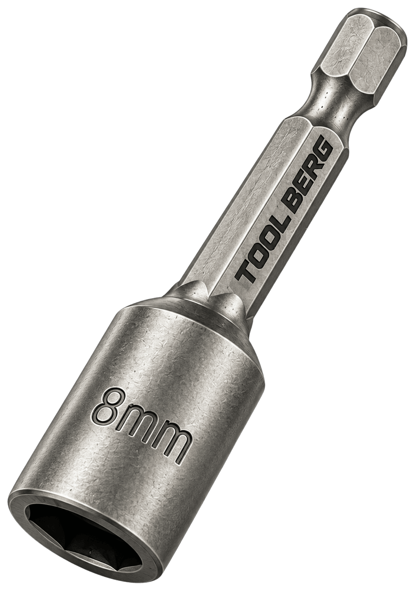 Tool Berg 8mm magnetic nut driver bit, angled, with TOOL BERG marking on the hex shaft